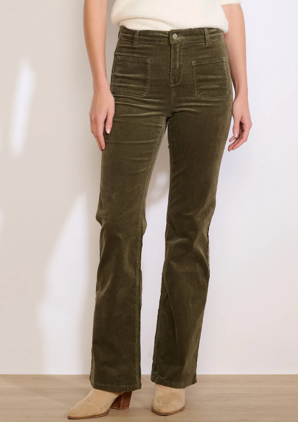 LolaLiza Bootcut ribfluwelen broek met zakken- Broeken