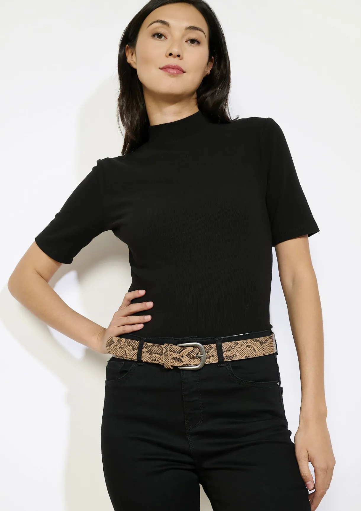 LolaLiza Brede leren riem met slangenprint- Accessoires