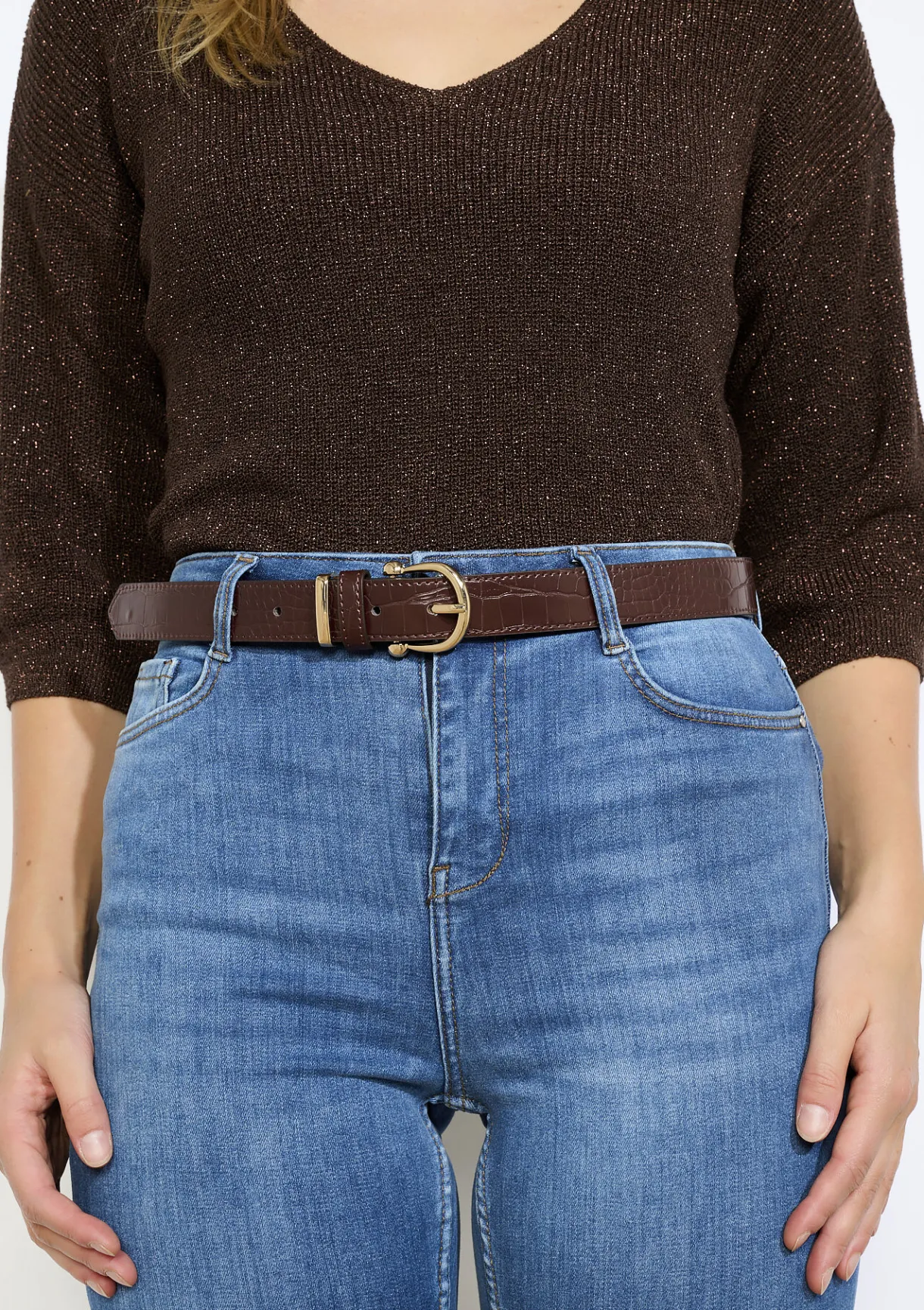 LolaLiza Croco-effect riem met gouden gesp- Accessoires