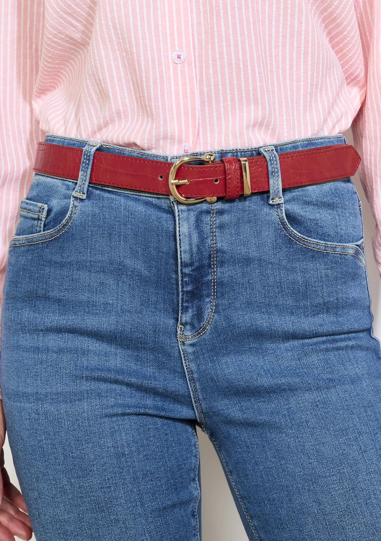 LolaLiza Croco-effect riem met gouden gesp- Accessoires