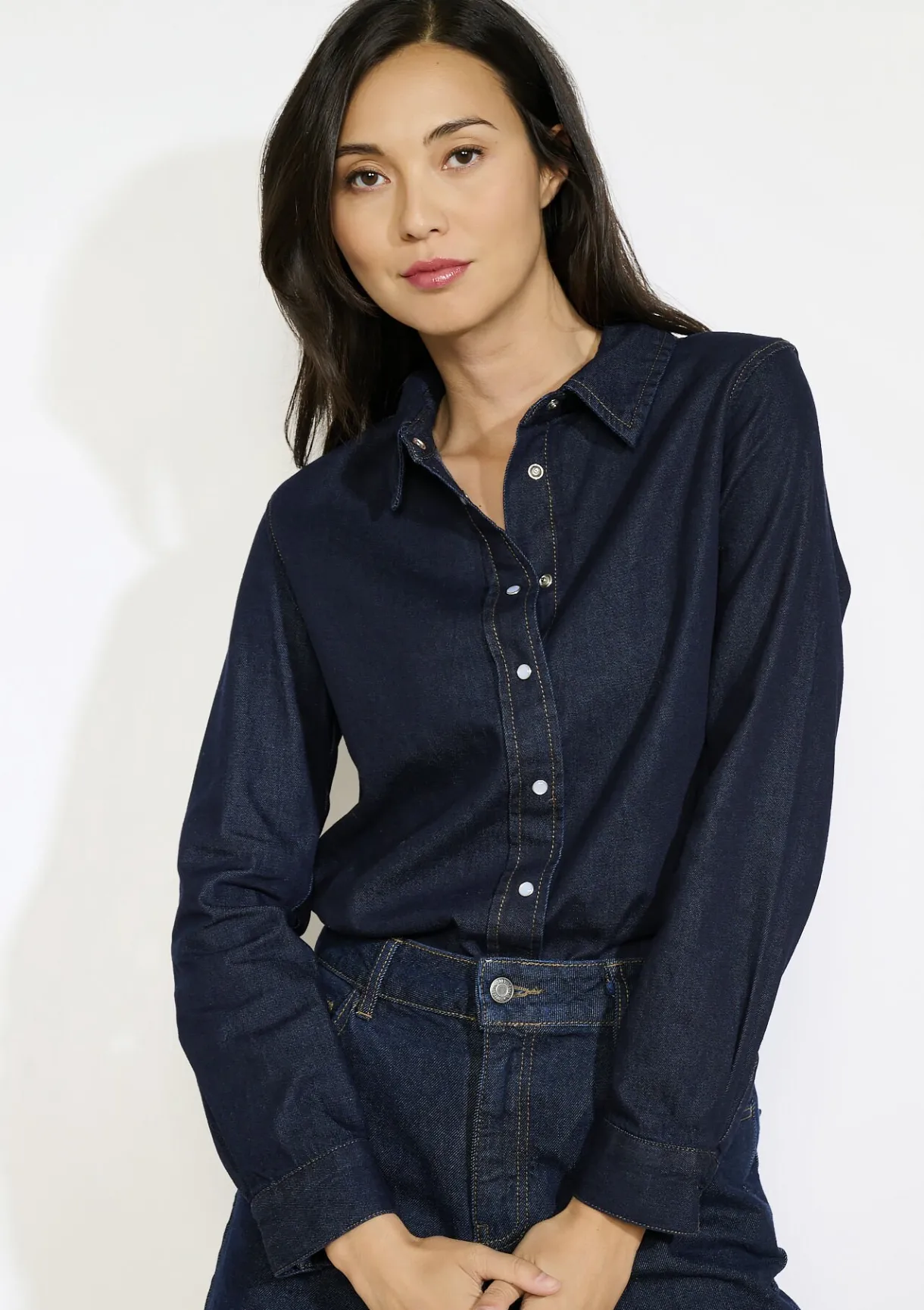 LolaLiza Denim blouse met knopen- Blouses En Hemden