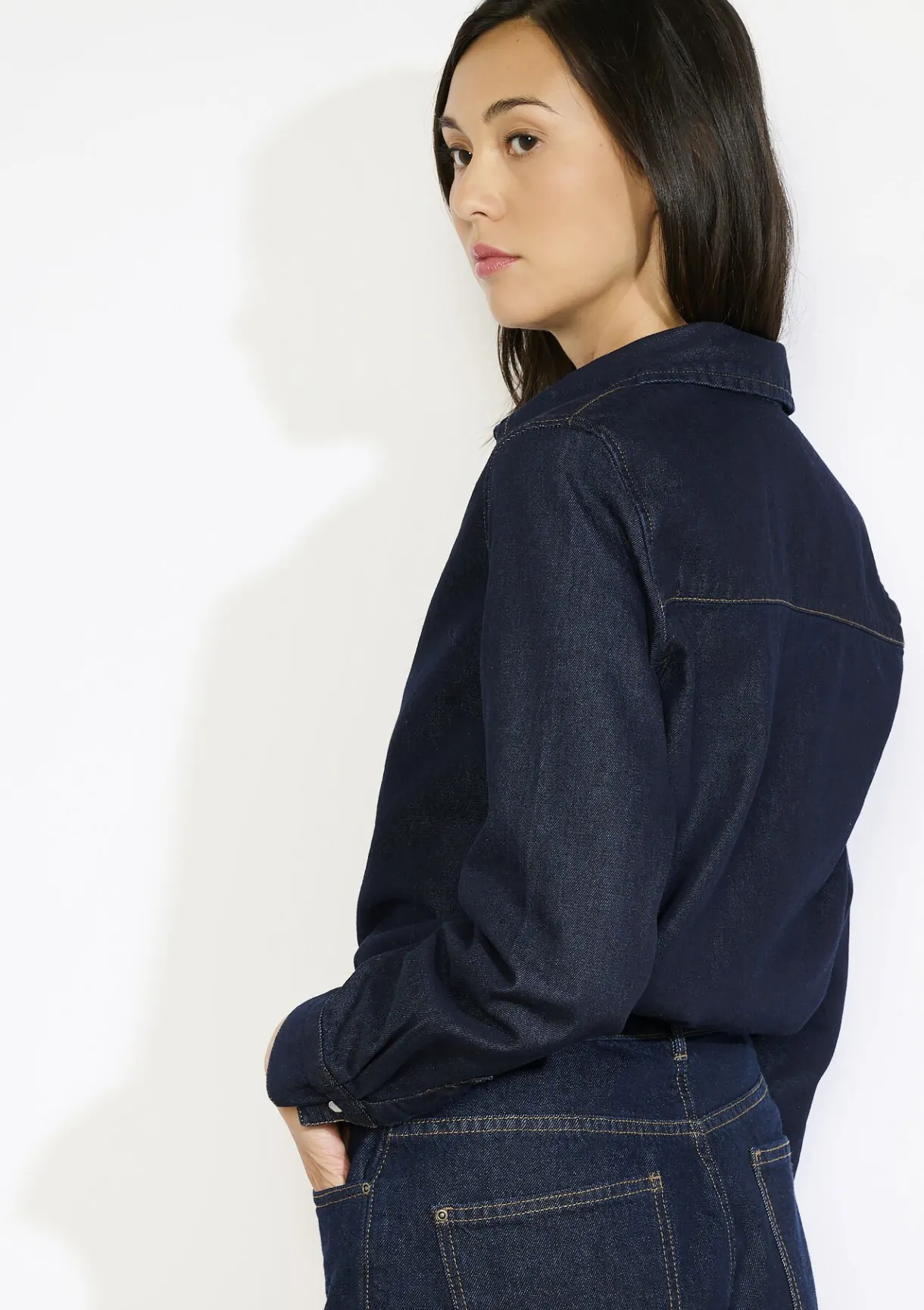 LolaLiza Denim blouse met knopen- Blouses En Hemden