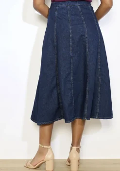 LolaLiza Denim midi-rok met flair- Rokken