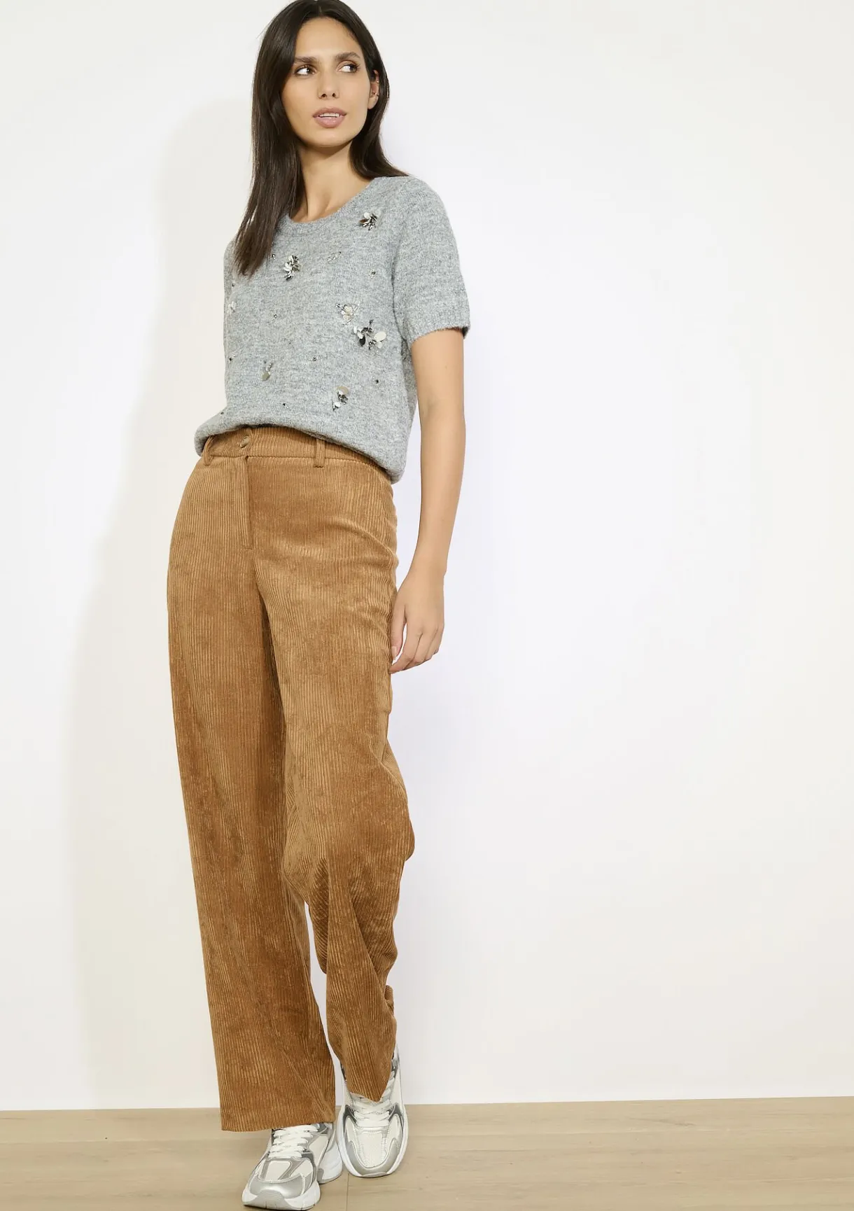 LolaLiza Flared broek in ribfluweel- Broeken