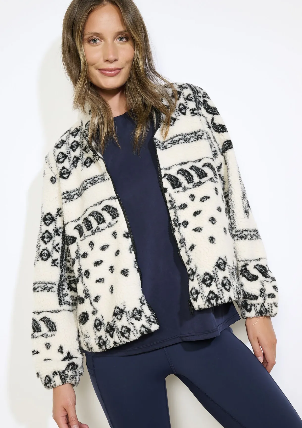 LolaLiza Fleece jas met print- Loungewear|Vesten En Blazers