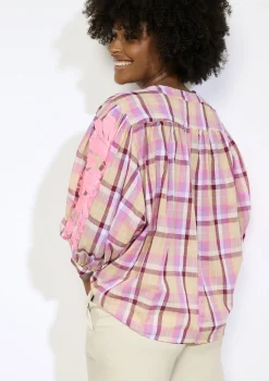 LolaLiza Geblokte blouse met borduursel- Blouses En Hemden