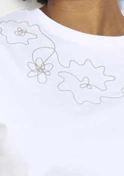 LolaLiza Geborduurd bloemen t-shirt- Tops En T-Shirts