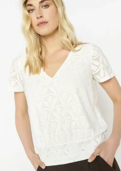 LolaLiza Geborduurd opengewerkt t-shirt- Tops En T-Shirts