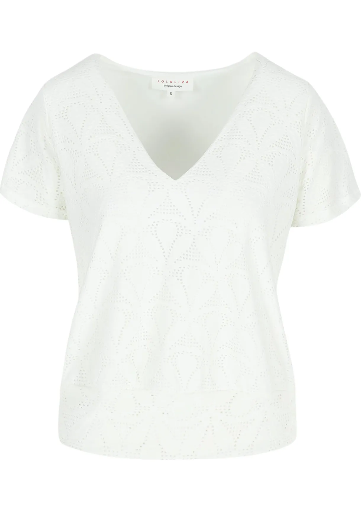 LolaLiza Geborduurd opengewerkt t-shirt- Tops En T-Shirts