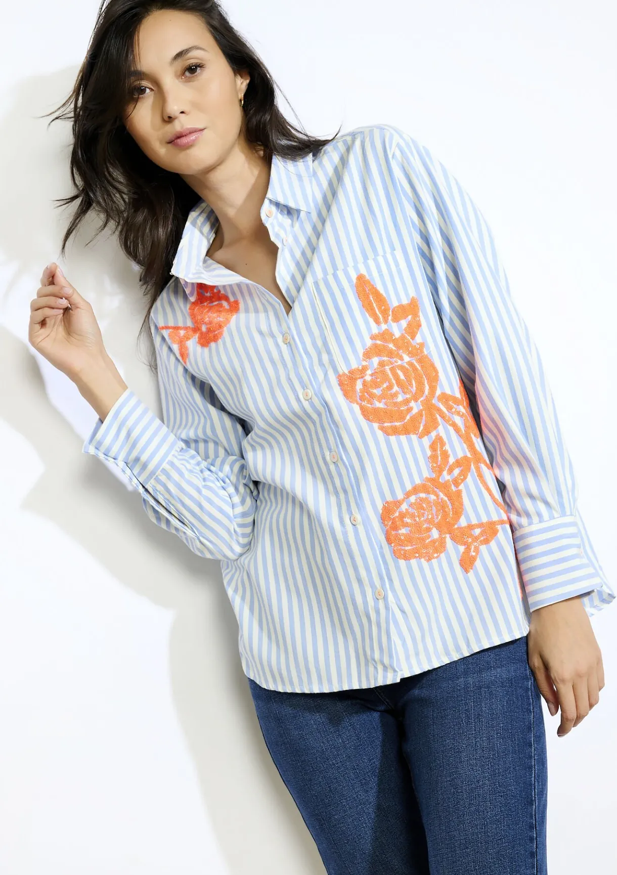 LolaLiza Geborduurde blouse met pailletten- Blouses En Hemden