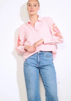 LolaLiza Geborduurde blouse met strepen- Blouses En Hemden