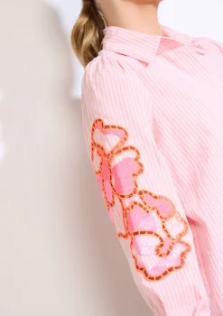 LolaLiza Geborduurde blouse met strepen- Blouses En Hemden