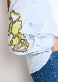 LolaLiza Geborduurde blouse met strepen- Blouses En Hemden