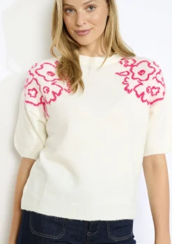 LolaLiza Geborduurde korte mouwen trui- Truien En Cardigans