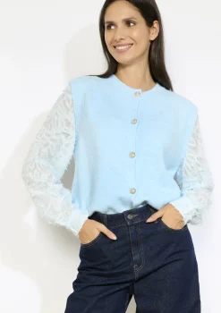 LolaLiza Gebreid vest met kantmouwen- Truien En Cardigans