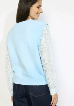 LolaLiza Gebreid vest met kantmouwen- Truien En Cardigans