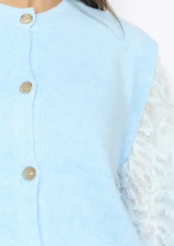 LolaLiza Gebreid vest met kantmouwen- Truien En Cardigans