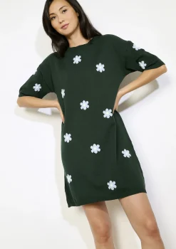LolaLiza Gebreide bloemen sweaterjurk- Jurken