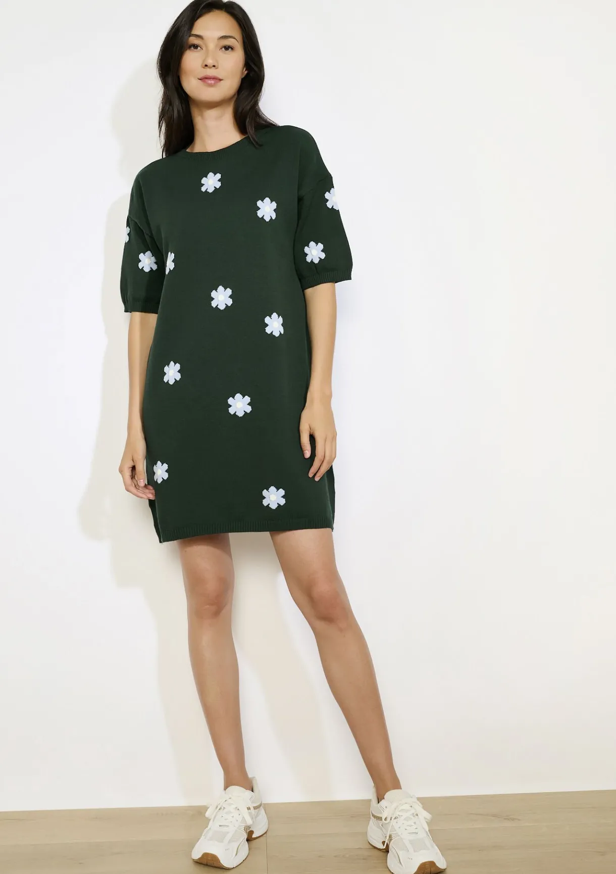 LolaLiza Gebreide bloemen sweaterjurk- Jurken