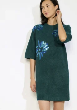 LolaLiza gebreide jurk met bloemenborduursel- Jurken