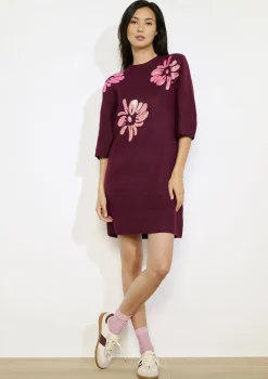 LolaLiza gebreide jurk met bloemenborduursel- Jurken