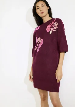 LolaLiza gebreide jurk met bloemenborduursel- Jurken