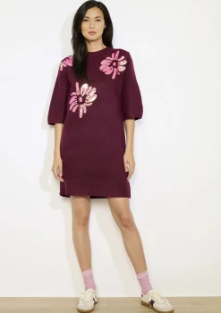 LolaLiza gebreide jurk met bloemenborduursel- Jurken