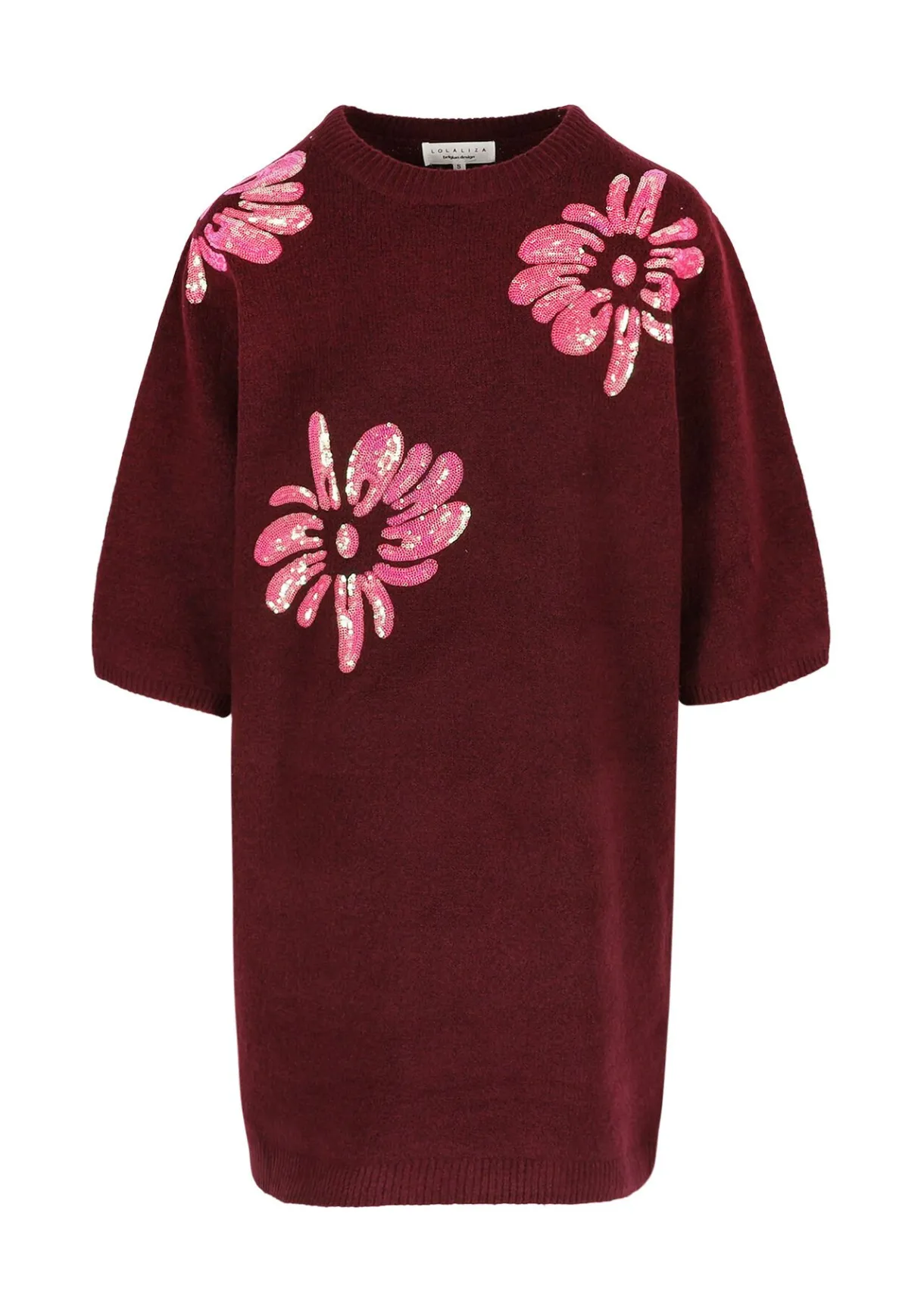 LolaLiza gebreide jurk met bloemenborduursel- Jurken