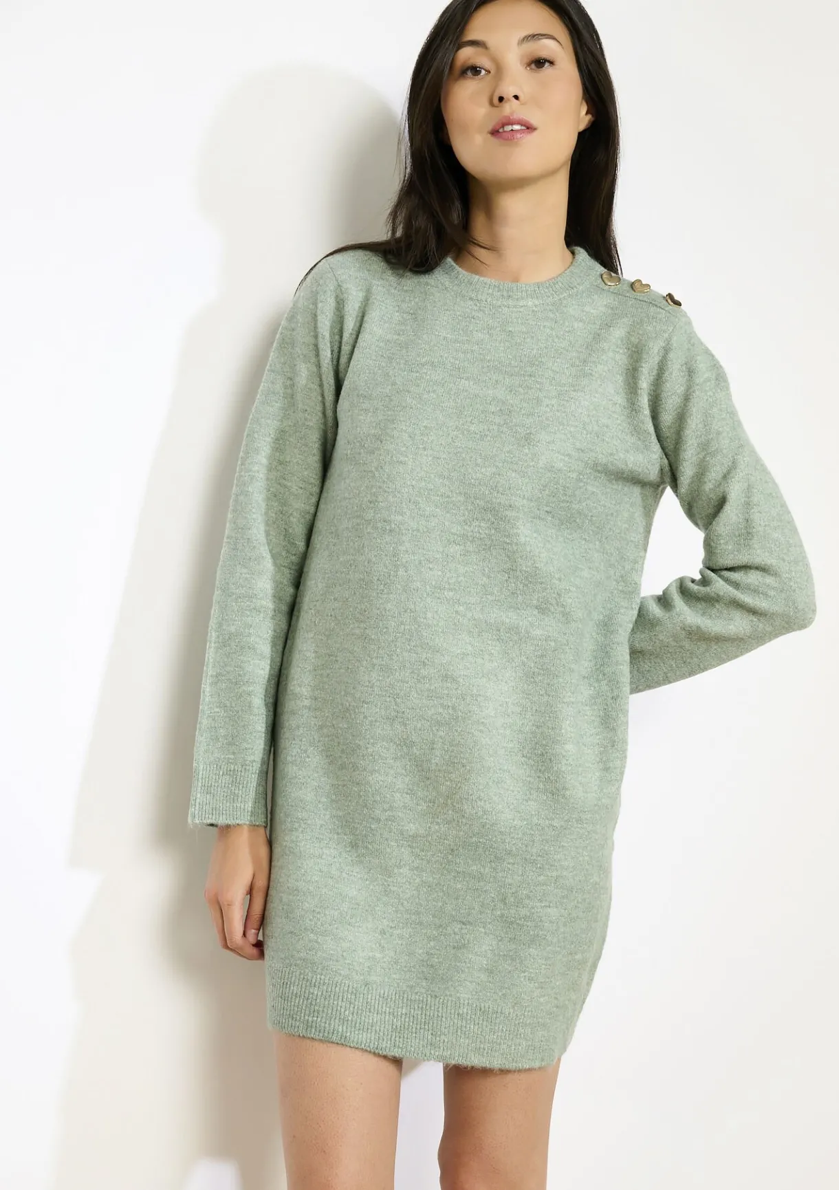 LolaLiza Gebreide jurk met hartknopen- Jurken