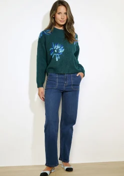 LolaLiza Gebreide trui met paillettenbloemen- Truien En Cardigans