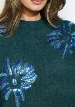LolaLiza Gebreide trui met paillettenbloemen- Truien En Cardigans