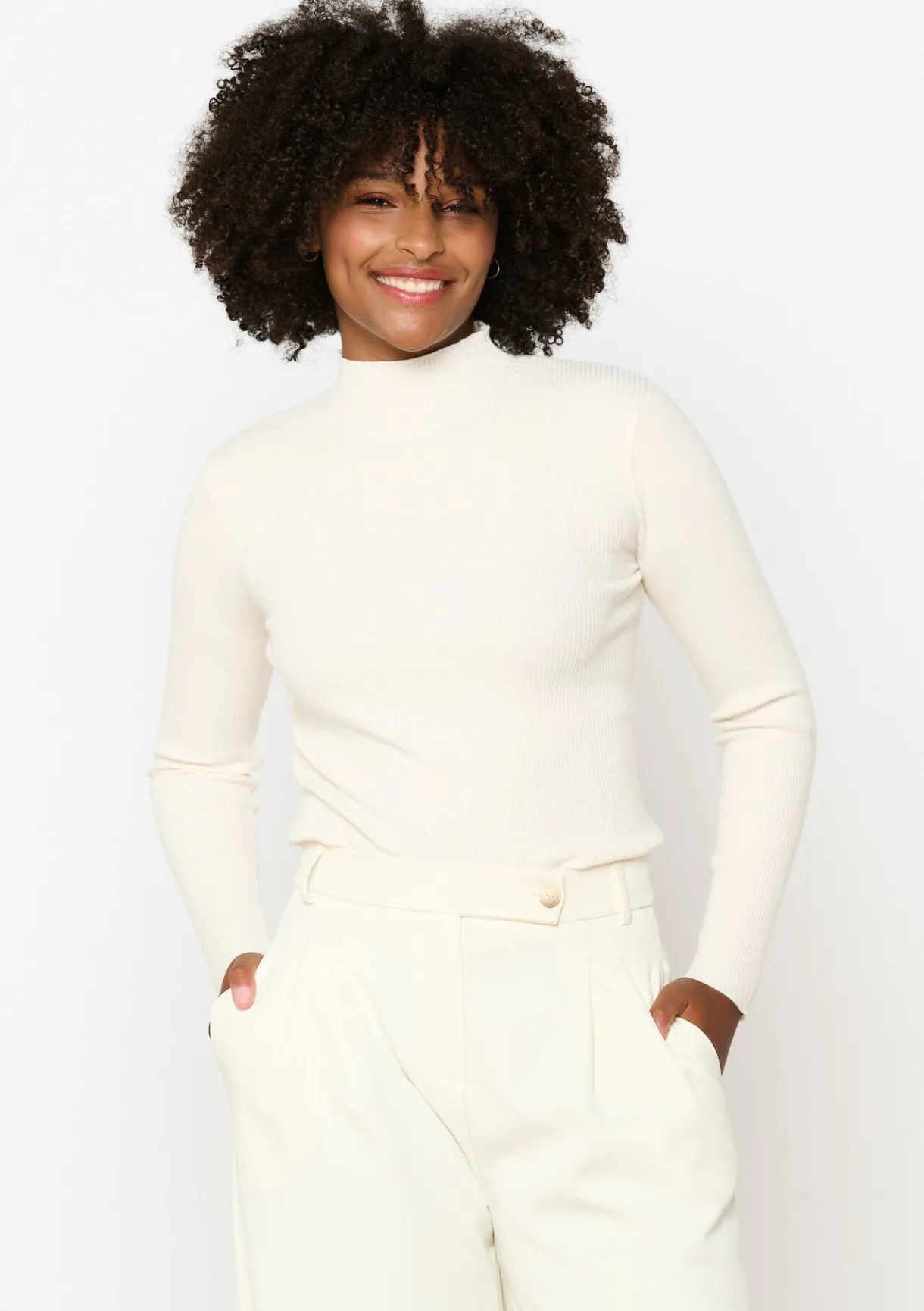 LolaLiza Geribbelde trui met mock neck- Truien En Cardigans