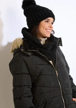 LolaLiza Geribde beanie met pompon- Accessoires