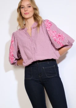 LolaLiza Geruit hemd met borduurwerk- Blouses En Hemden