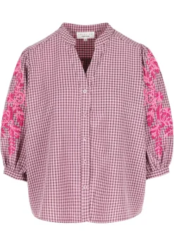 LolaLiza Geruit hemd met borduurwerk- Blouses En Hemden