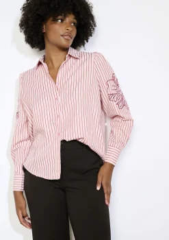 LolaLiza Gestreept hemd met borduursel- Blouses En Hemden