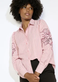 LolaLiza Gestreept hemd met borduursel- Blouses En Hemden