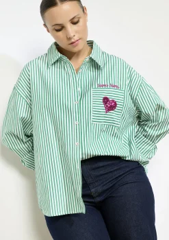 LolaLiza Gestreept hemd met hartdetail- Blouses En Hemden