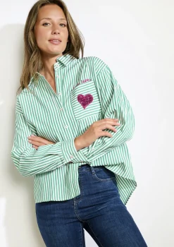 LolaLiza Gestreept hemd met hartdetail- Blouses En Hemden