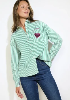 LolaLiza Gestreept hemd met hartdetail- Blouses En Hemden