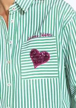 LolaLiza Gestreept hemd met hartdetail- Blouses En Hemden