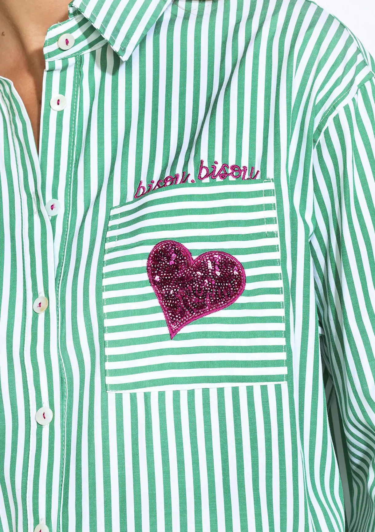 LolaLiza Gestreept hemd met hartdetail- Blouses En Hemden