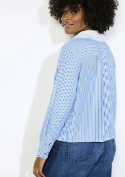 LolaLiza Gestreept hemd met macramékraag- Blouses En Hemden