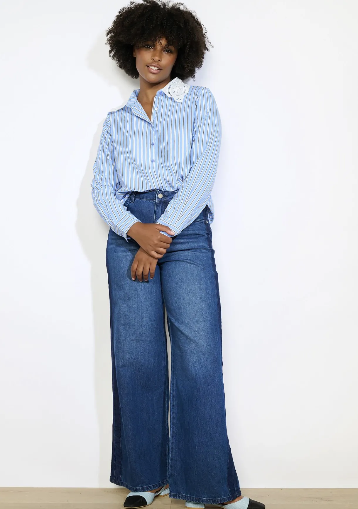 LolaLiza Gestreept hemd met macramékraag- Blouses En Hemden