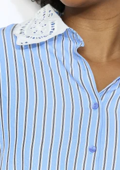 LolaLiza Gestreept hemd met macramékraag- Blouses En Hemden