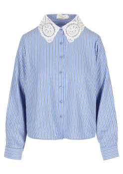 LolaLiza Gestreept hemd met macramékraag- Blouses En Hemden