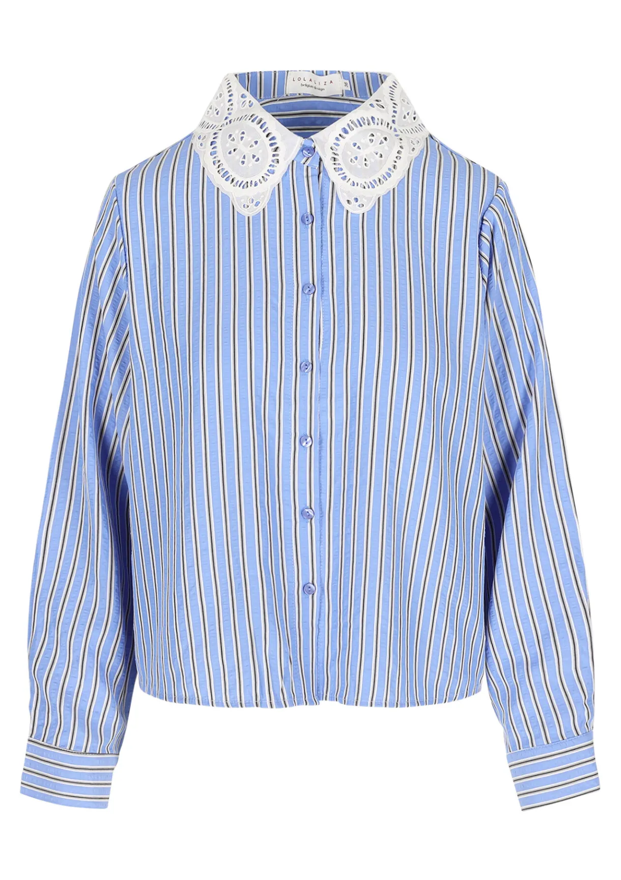 LolaLiza Gestreept hemd met macramékraag- Blouses En Hemden