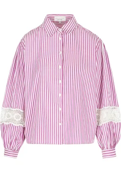 LolaLiza Gestreept overhemd met kantdetails- Blouses En Hemden