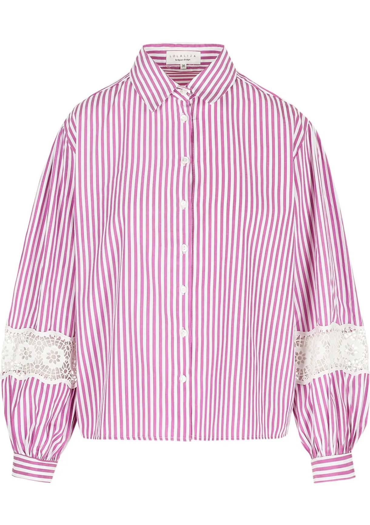 LolaLiza Gestreept overhemd met kantdetails- Blouses En Hemden