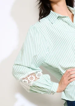 LolaLiza Gestreept overhemd met kantdetails- Blouses En Hemden